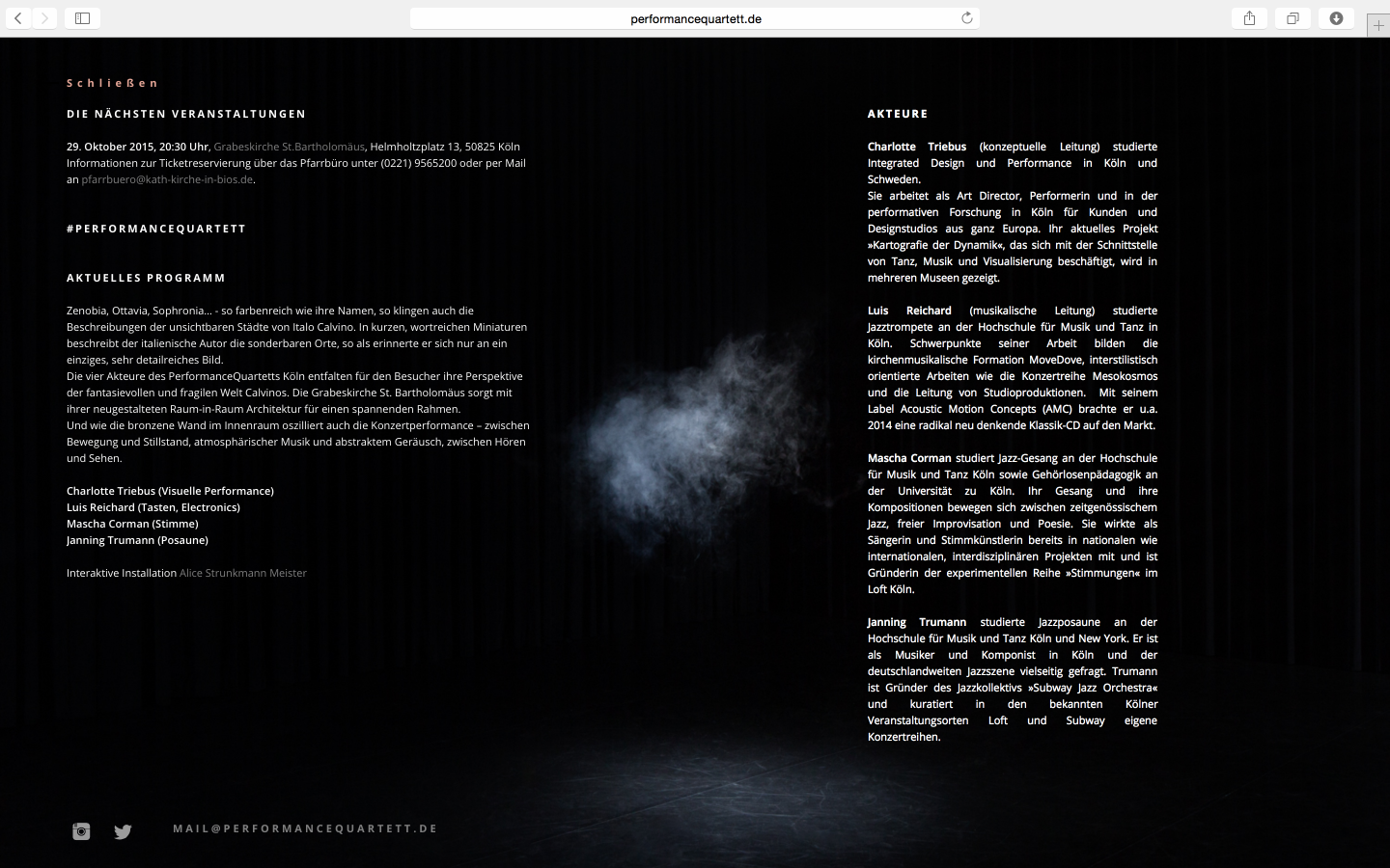PerformanceQuartett Köln, Website